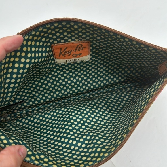 Key-Per Vintage Clutch Pouch Oranges Pink Leaves Plumeria FP6089 - Picture 5 of 9